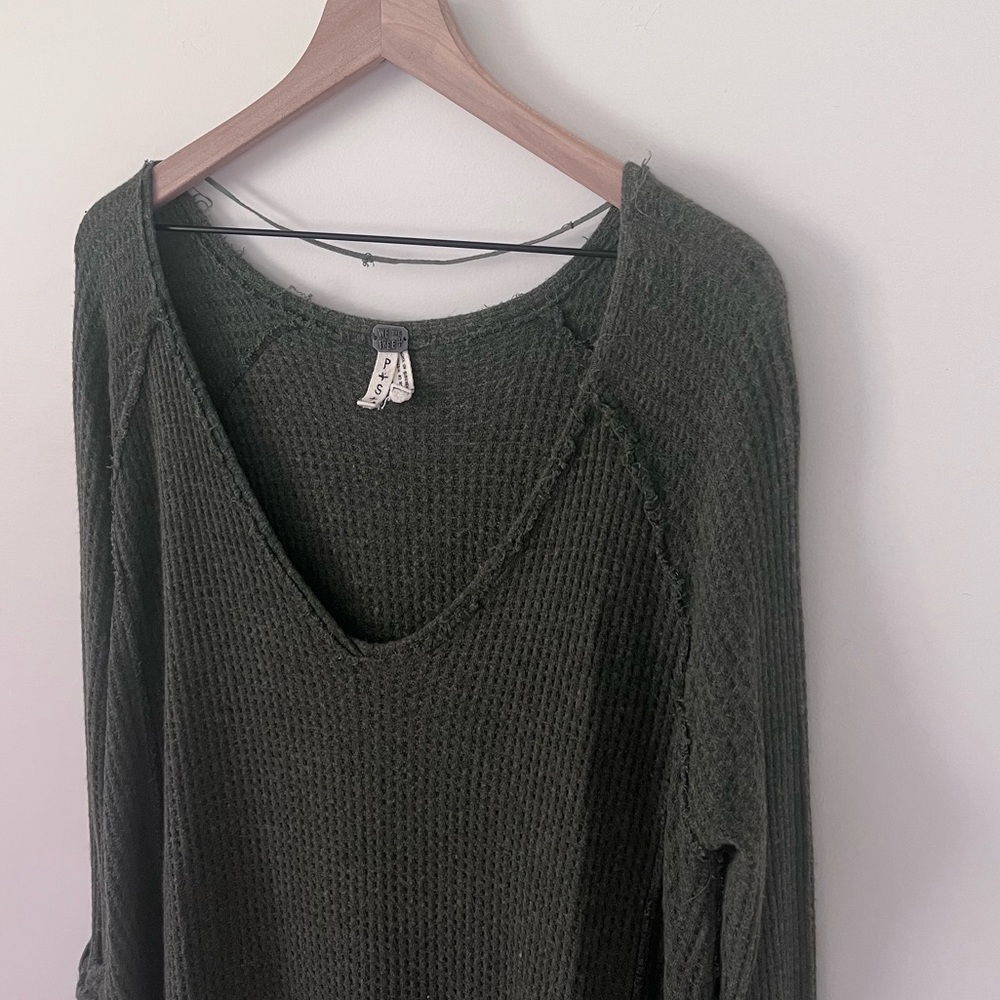Free People Laguna Thermal Long Sleeve Olive Green Size S - Picture 4 of 8